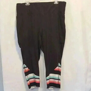 Livi for Lane Bryant Women's Size 22/24 Leggings Capri Black With Stripes on Leg
